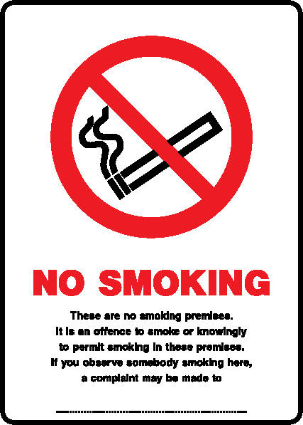 No Smoking Prohibition Smoking Signage - SMOK0081