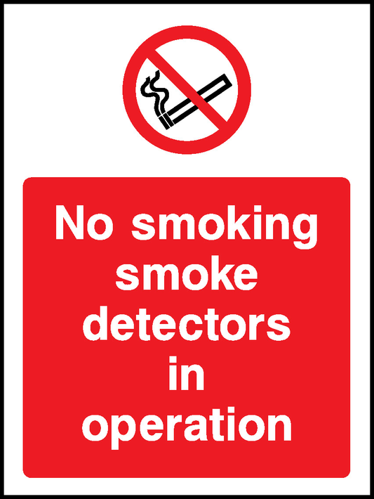 No Smoking Smoke Detectors In Operation Prohibition Smoking Signage - SMOK0062