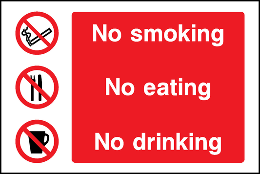 No Smoking No Eating O No Drinking Prohibition Smoking Signage - SMOK0043